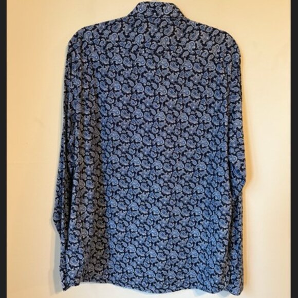 H&M Blue Paisley Long Sleeve Button-Up Regular Fit Shirt Men's Size L - Picture 3 of 5